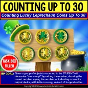 One To One Correspondence Count to 30 St Patricks Day Coins Task Box Filler